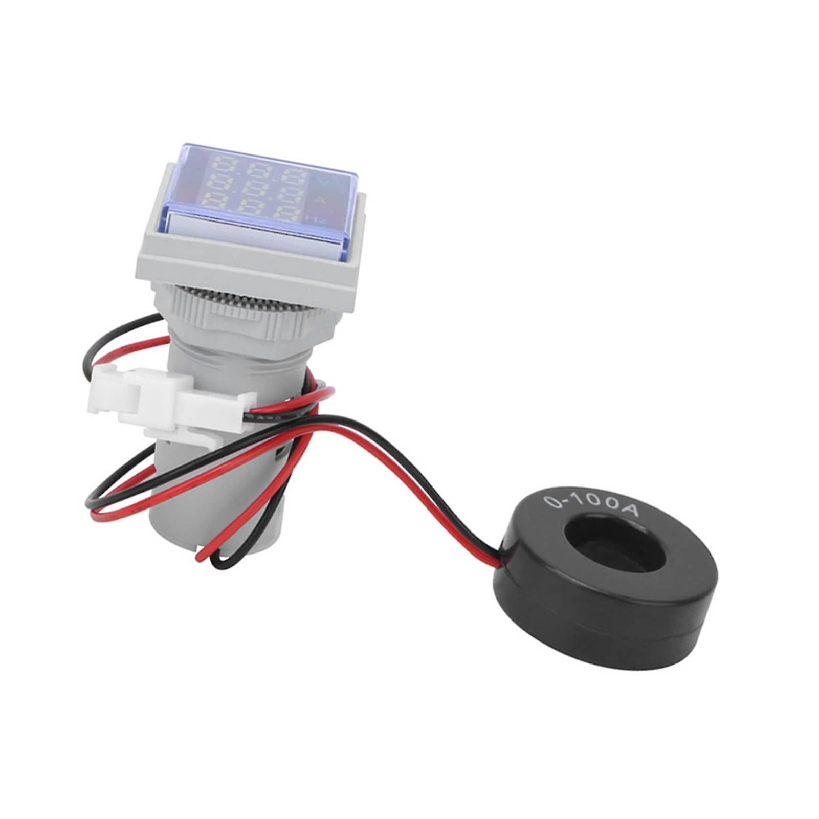 Multifunction Digital Meter Square 3-Digit Display AC Voltage Current Hertz TesterWhite 