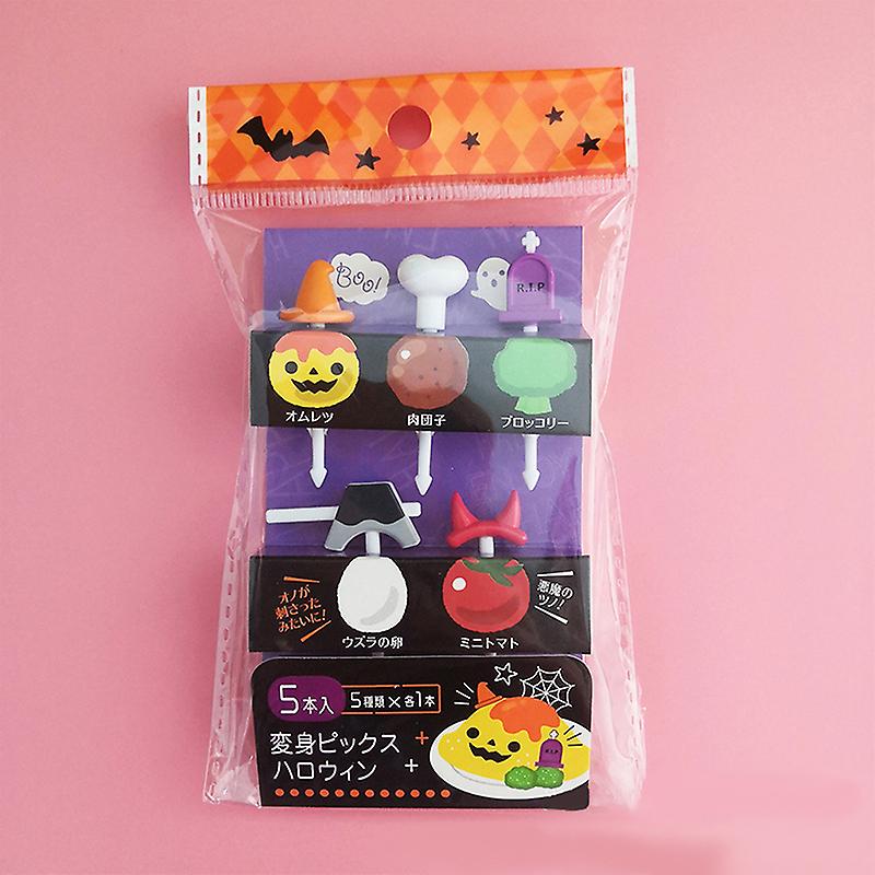 1 Set Cute School Supplies Fruit Fork Mini Cartoon Children Snack Cake Dessert Pick Toothpick Bento Lunches Party Decoration