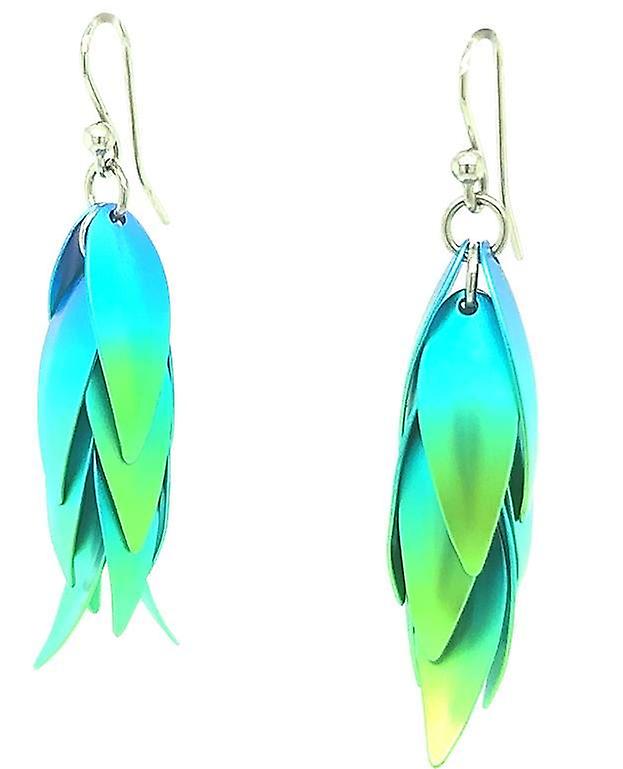 Ti2 Titanium Large Wild Orchid Drop Earrings - Green