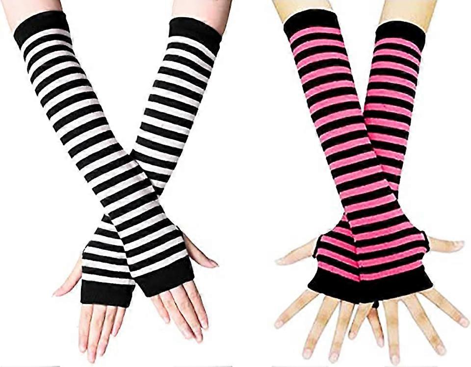 Lot de 2 paires de mitaines longues pour femme avec trou pour le pouce