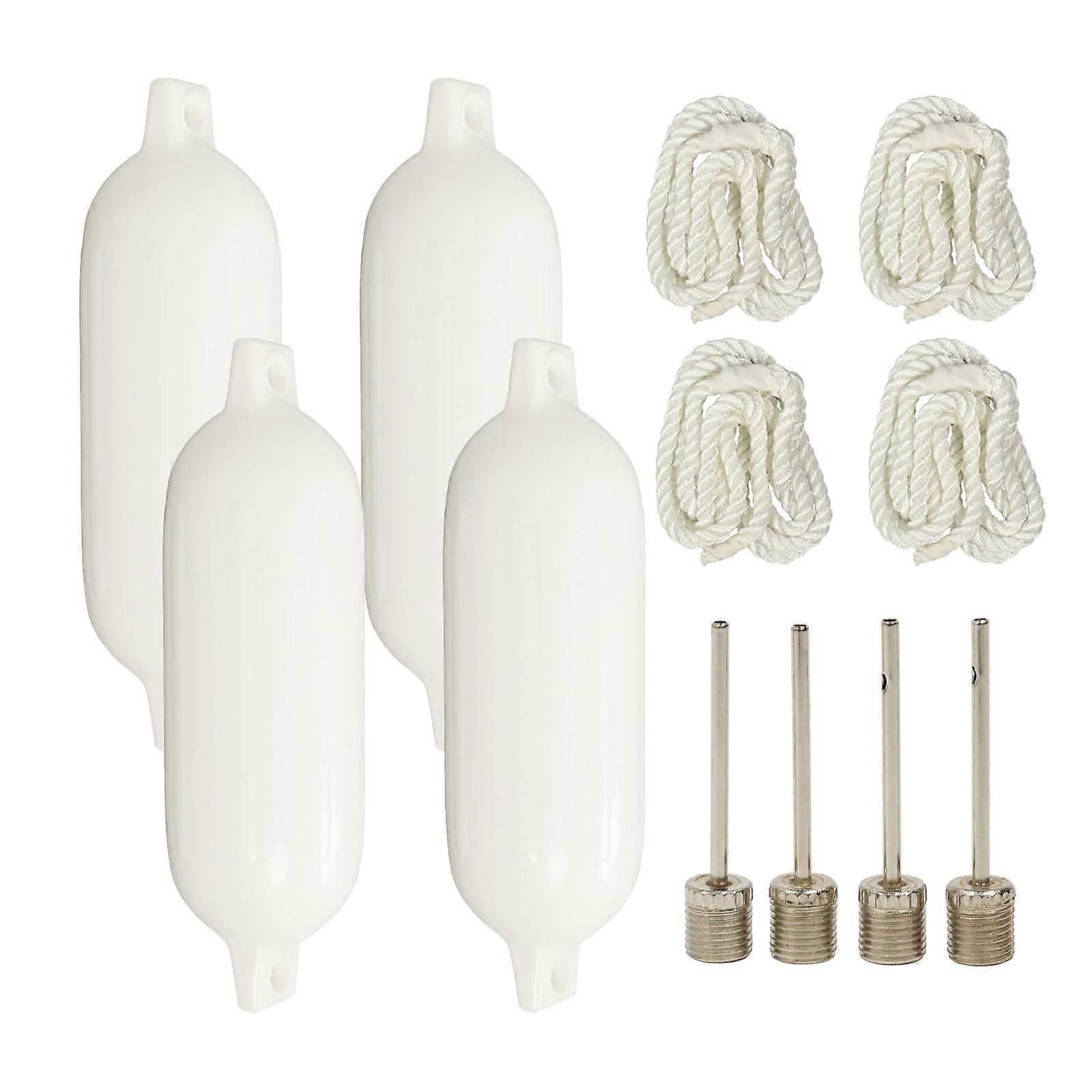 4PCS Inflatable Boat Bumper with 1.5m Rope Ribbed Buoys Docking for Yacht Pontoon Fishing Boats Marine Protection E2U511