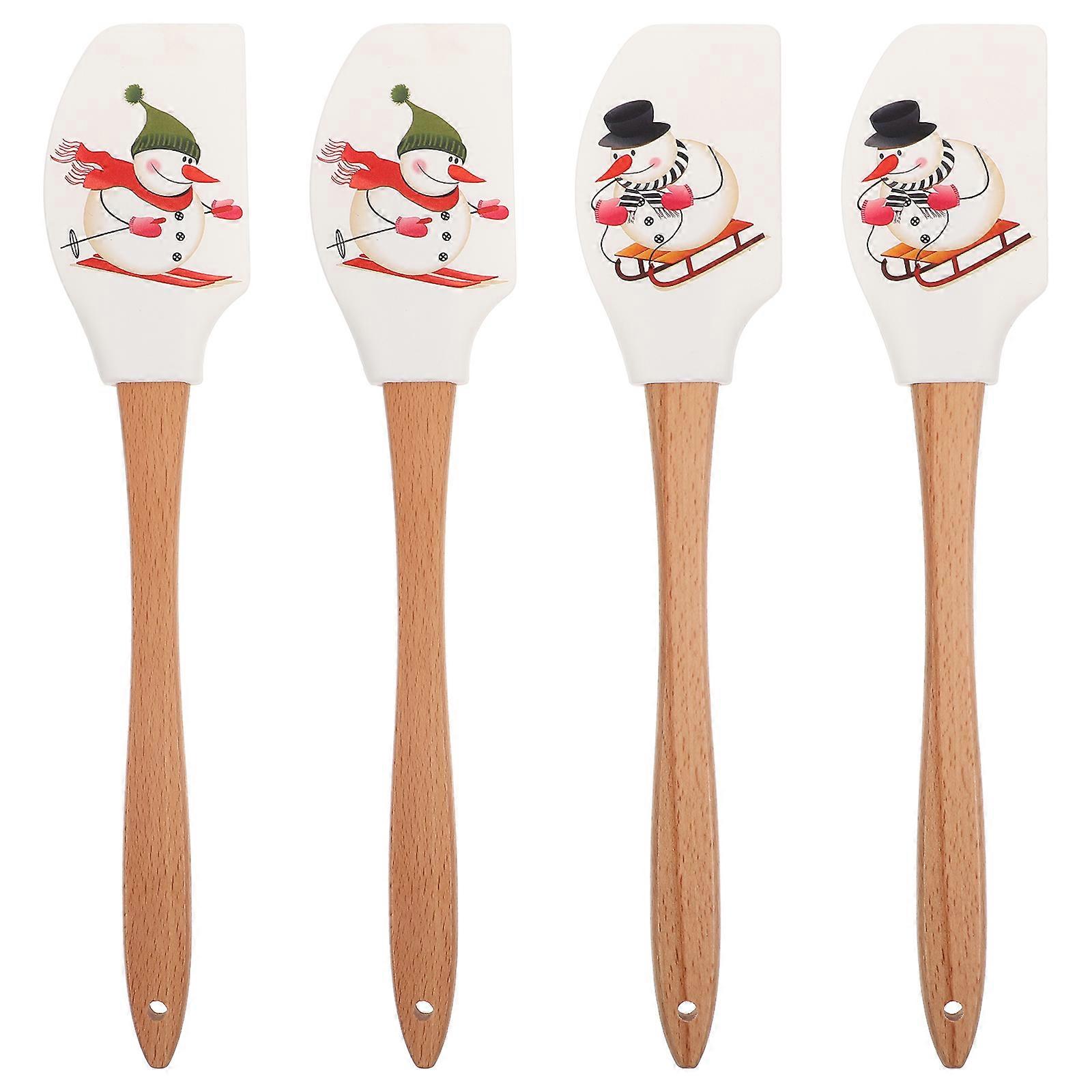 4 Pcs Cake Scraper Butter Brush Baking Spatula Xmas Mixing Scraper Cooking Pastry Spatula Cream Butter Spatula