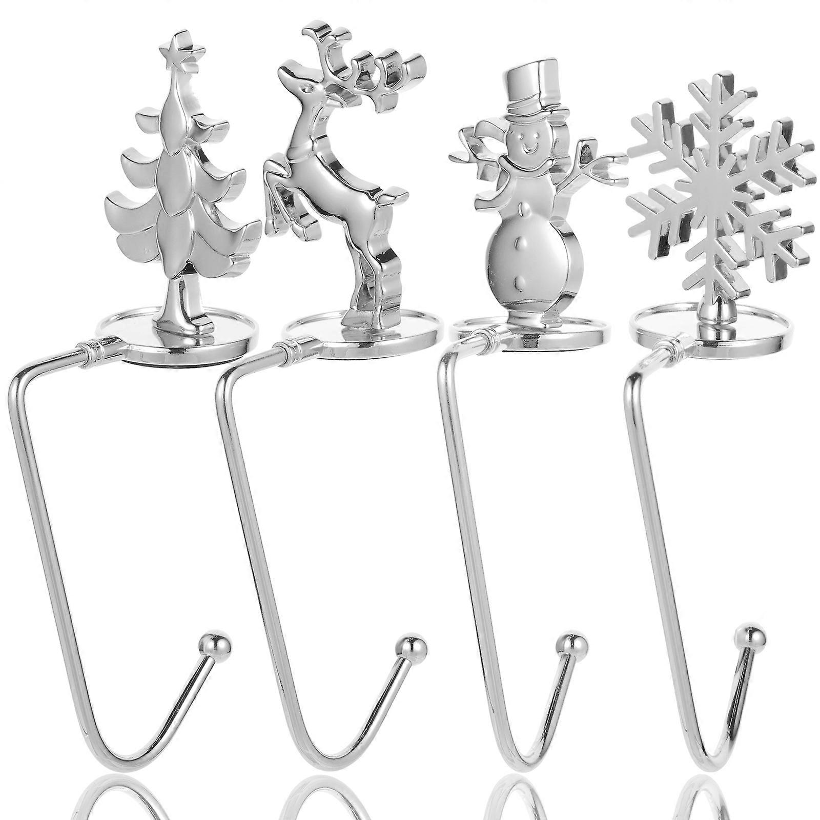 4 Pcs Mantle Hooks Garland Stocking Hanging Hooks Stocking Stand Metal Stocking Hooks Ornament Hooks