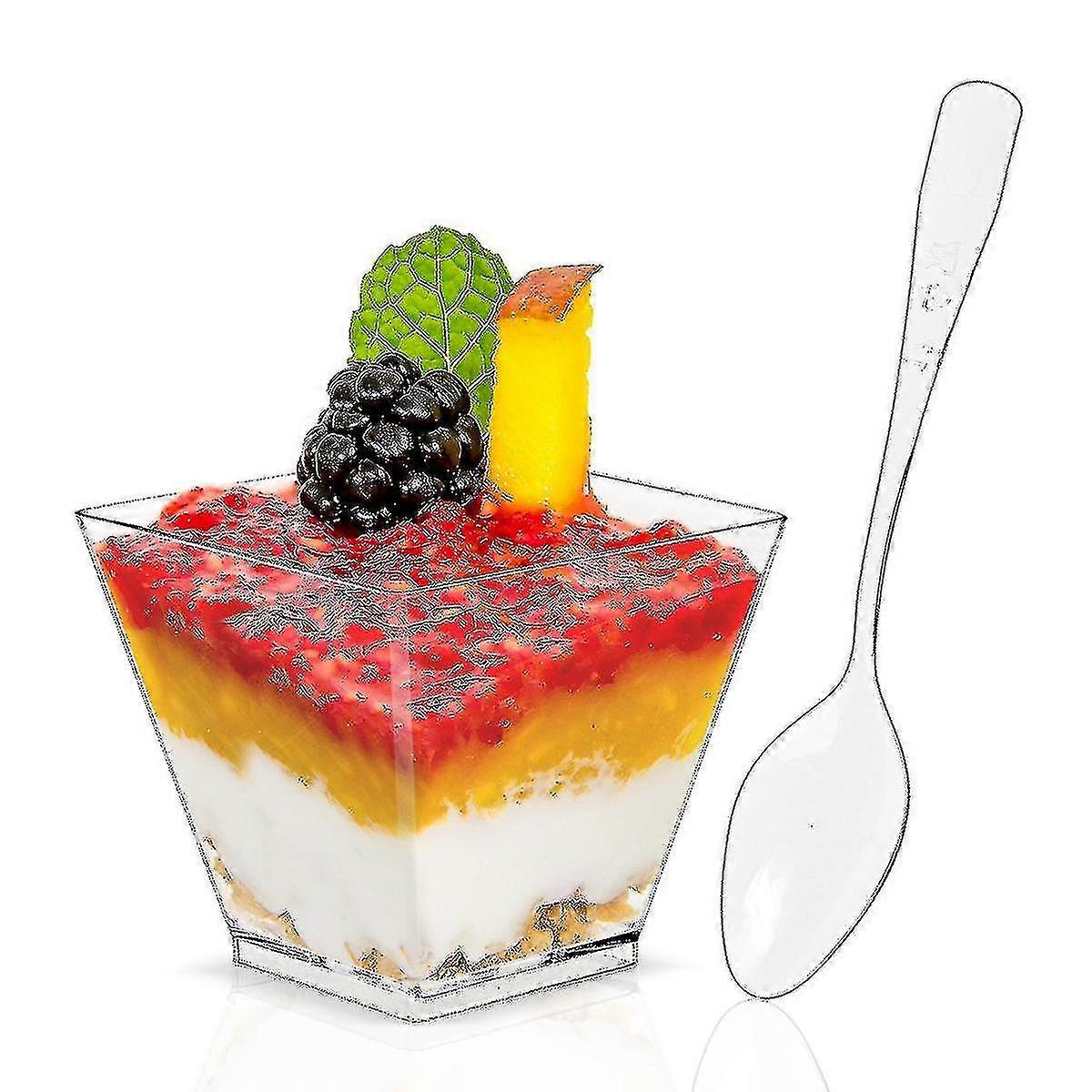 50pcs 60ml Disposable Plastic Transparent Dessert Cake Cup