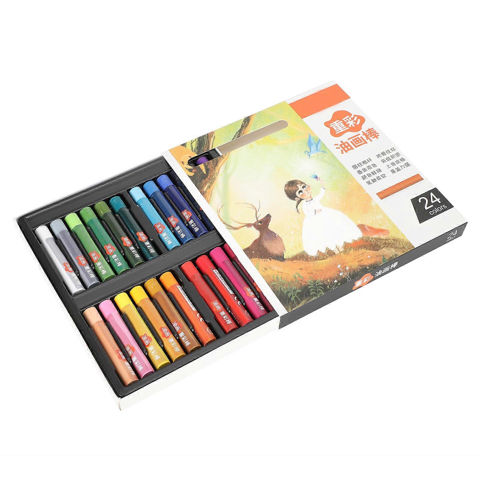 ציור פסטל שמן עפרון שטיפת מים 24 צבעים גרפיטי לילדים כלי ציור מצויר24 צבעים צבע כבד פסטל שמן