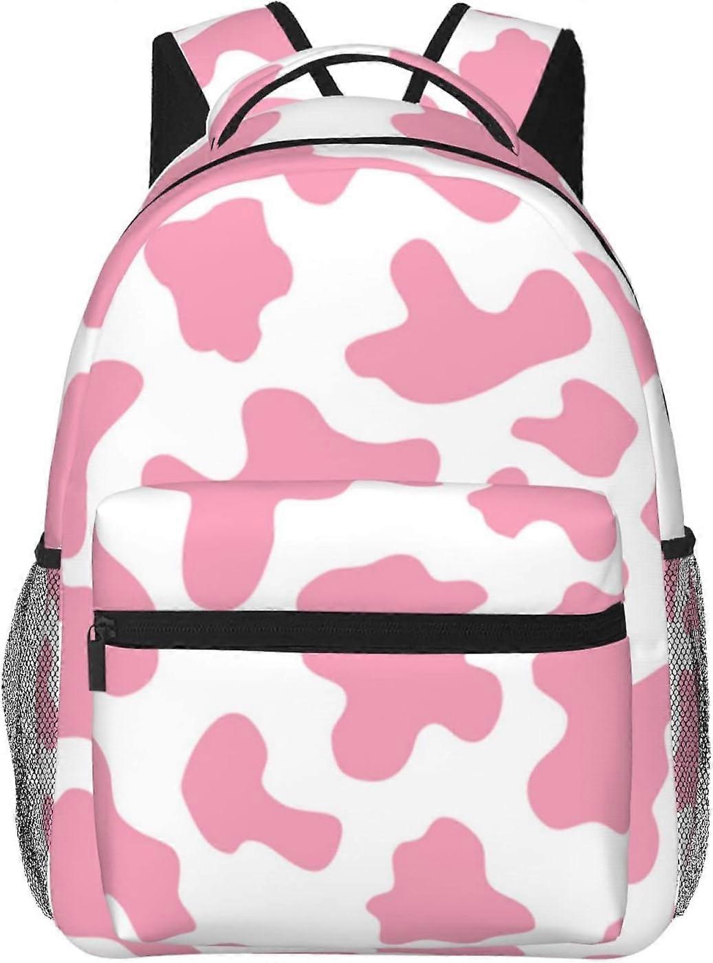 School Backpack Pink Cow Print for Women Girl Student Bookbag Casual Daypack Teens College Lightweight Hiking Travel Bag Over 3 Years Old