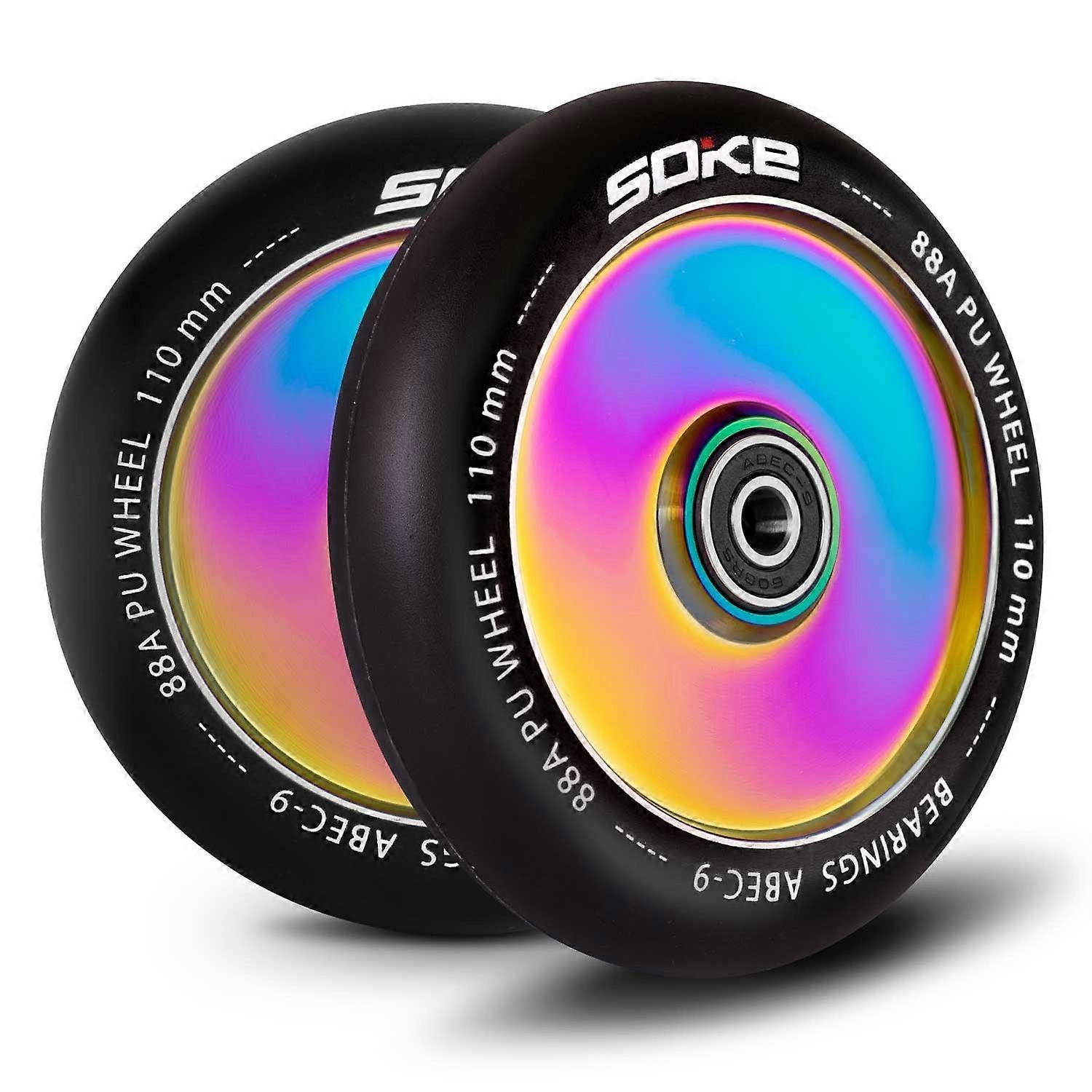 Rainbow Colored 110 mm Full Scooter Wheels, 2-pack