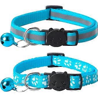 2 piezas de collar de gatito reflectante, collar de gato anti estrangulación con campana y hebilla de seguridad Collares de gatito ajustables 19-30cm