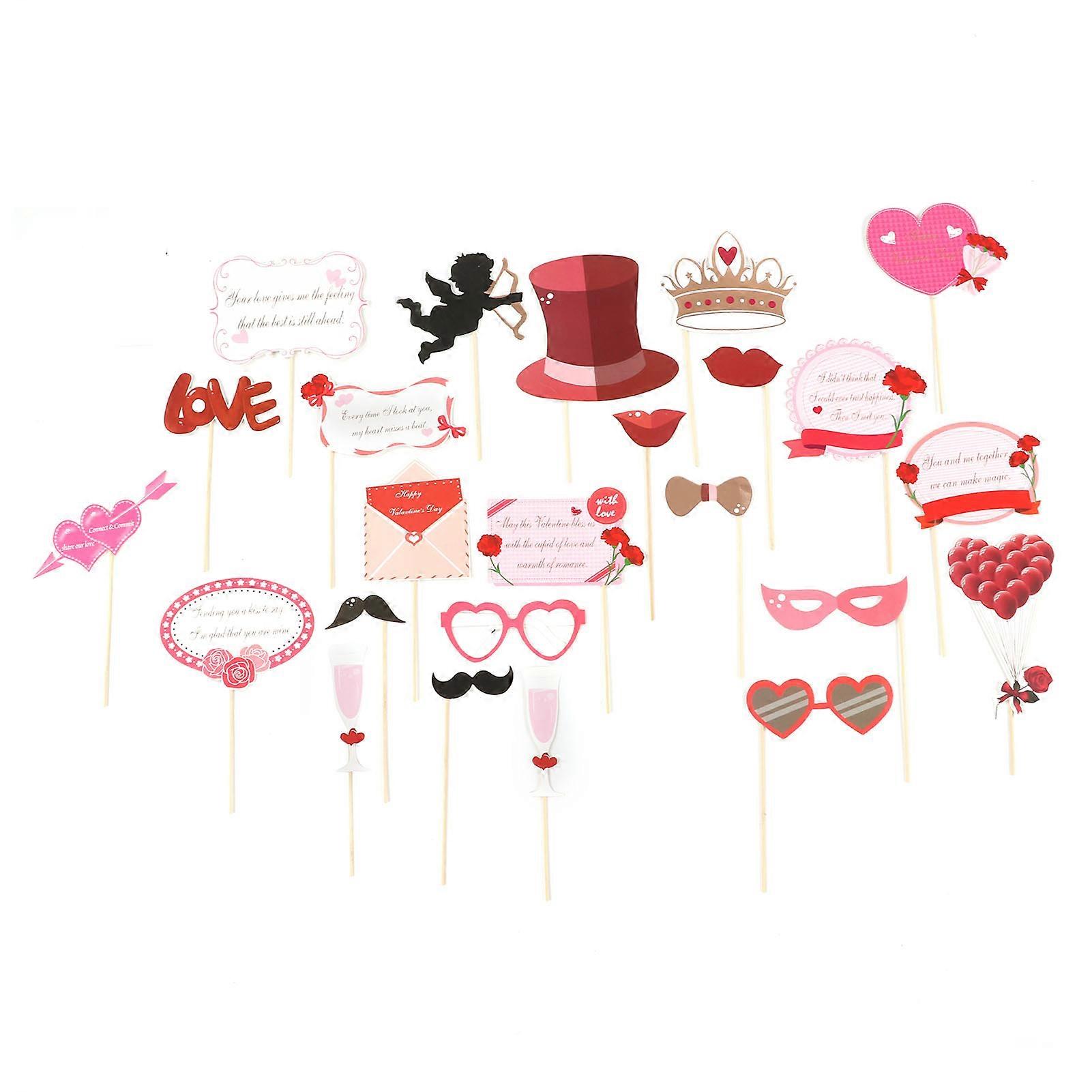 24Pcs Photo Booth Props Fully Assembled Bright Colors Vibrant Durable Photobooth Party Props