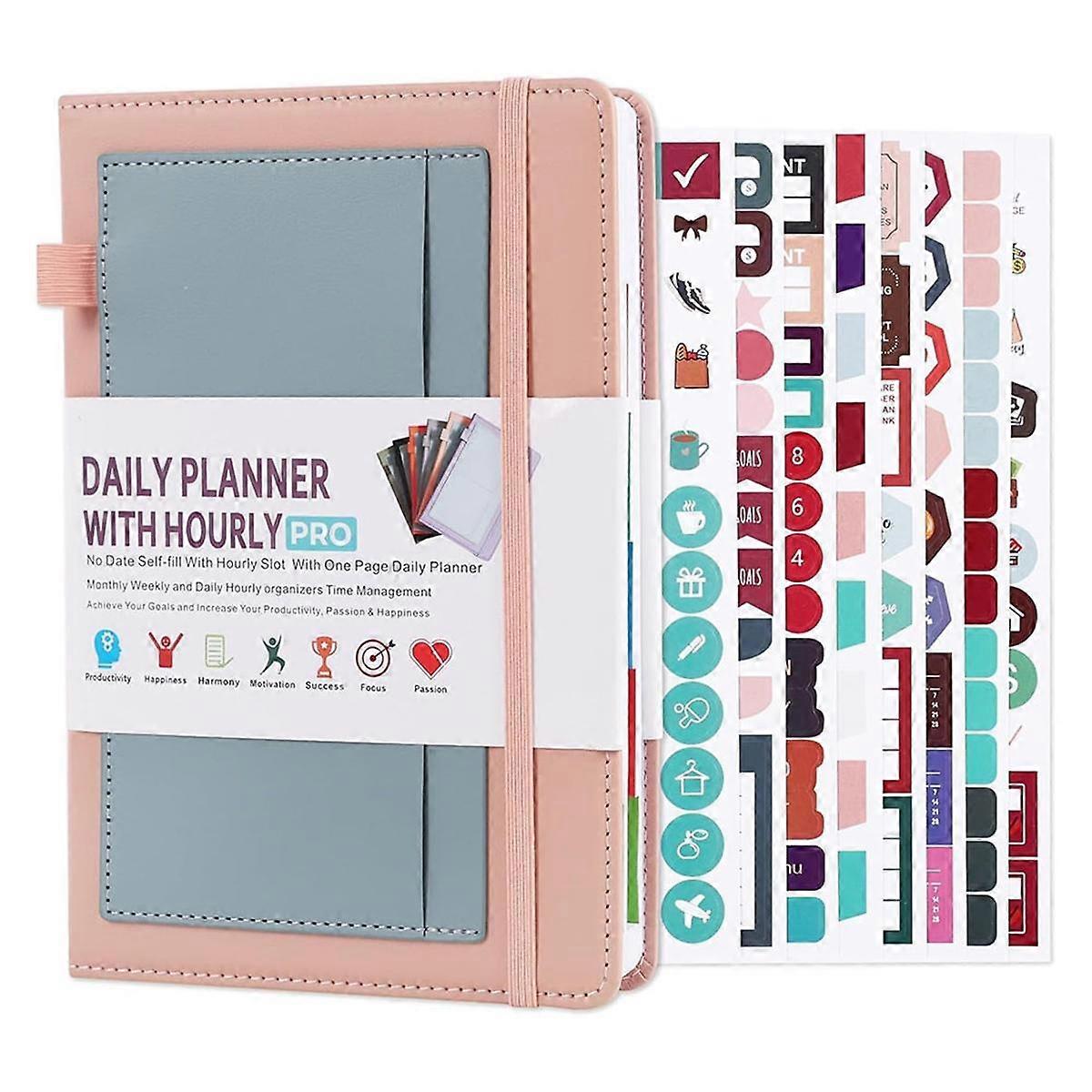 2024-2025 Planner with Practical Stickers, Undated Daily Weekly Organizer,Leather Cover with Card S