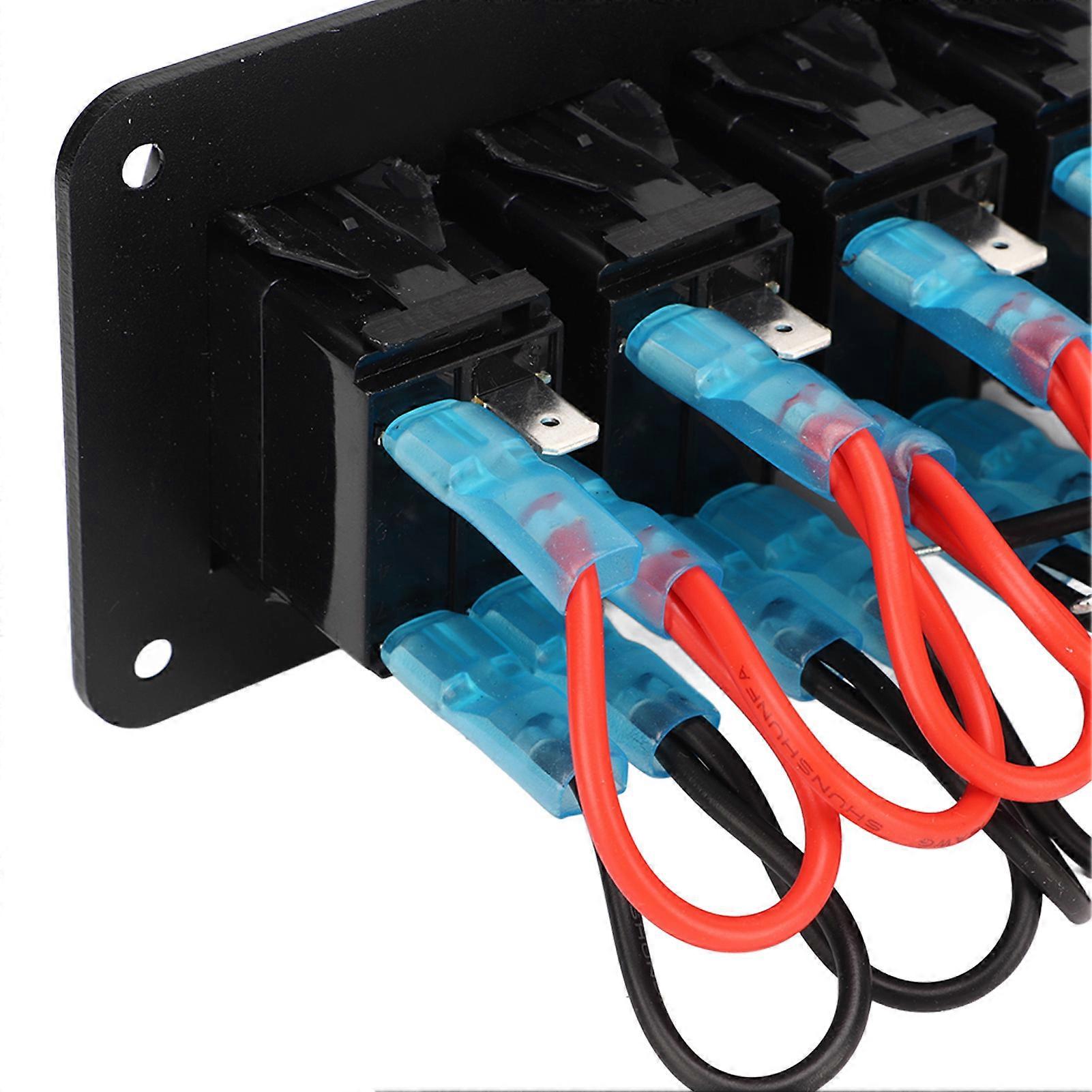 5 Gang Rocker Switch Panel 12V24V Dual USB Charger LED Voltage Display ...