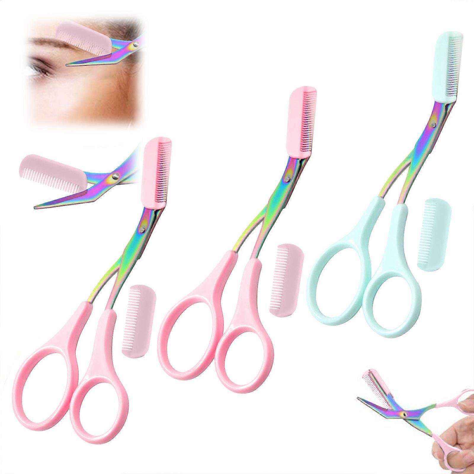 Beauty 3PCS Eyebrow Trimmers Scissor 2024 New Eyebrow Scissors With Comb Precision Eyebrow Trimming Scissors Non-Slip Eyebrow Cutter Hair Removal Eyeb