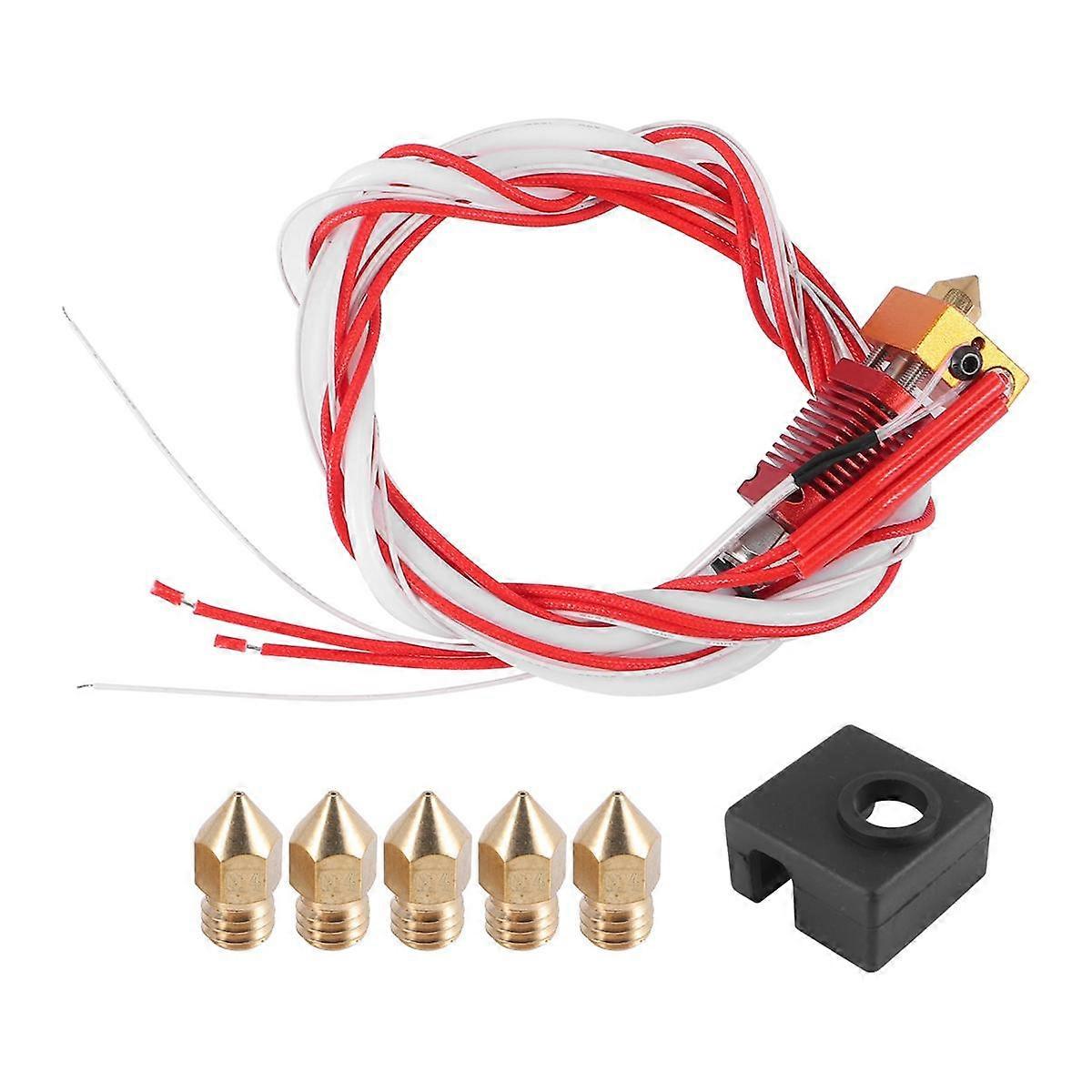3D Printer Extruder Assembled Mk8 Hot End Kit For 3 / 3 Pro With Aluminum Heating Block, 1.75Mm, 0.