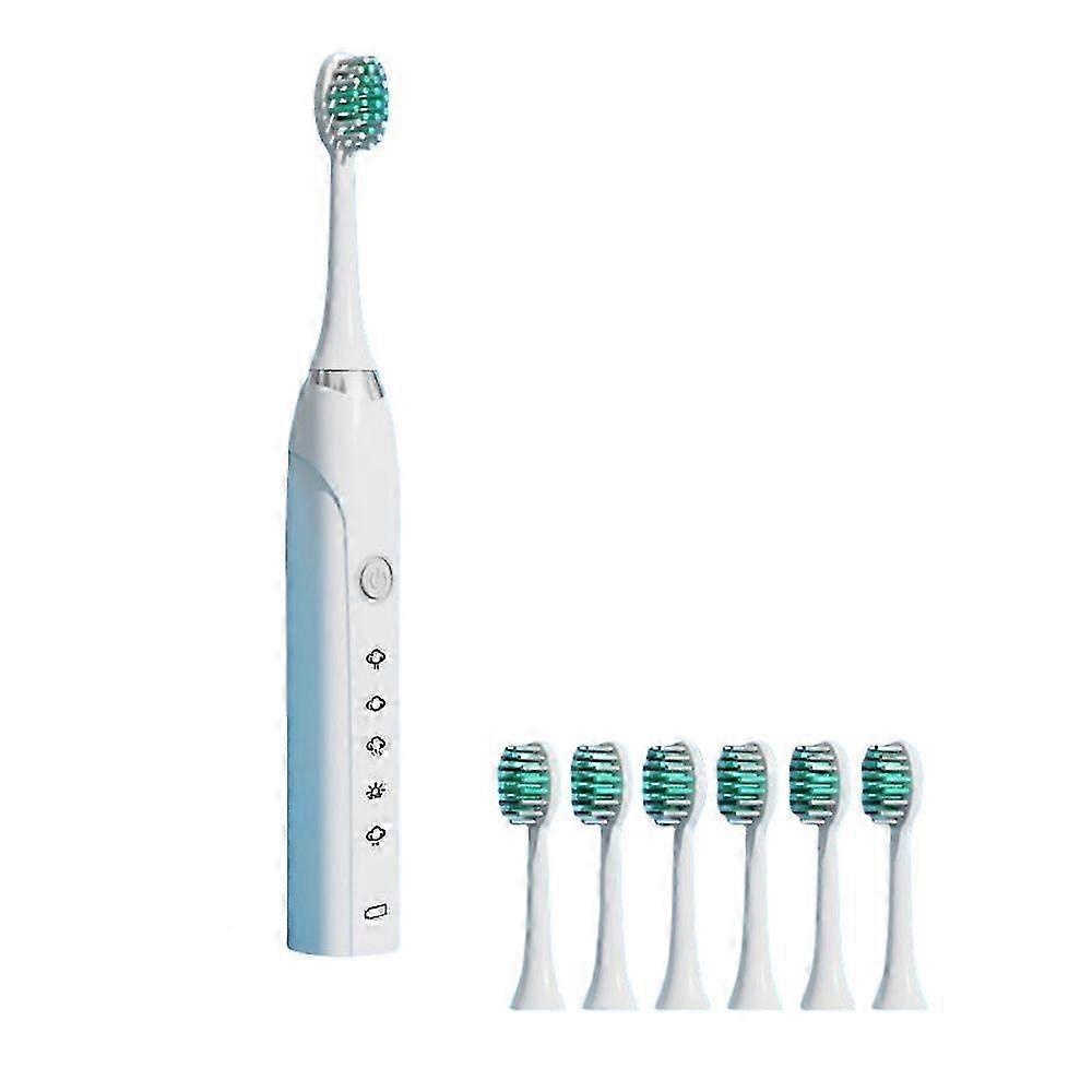 6 Modes Electric Sonic Toothbrush with 6 Heads Rechargeable USB Kids & Adults
