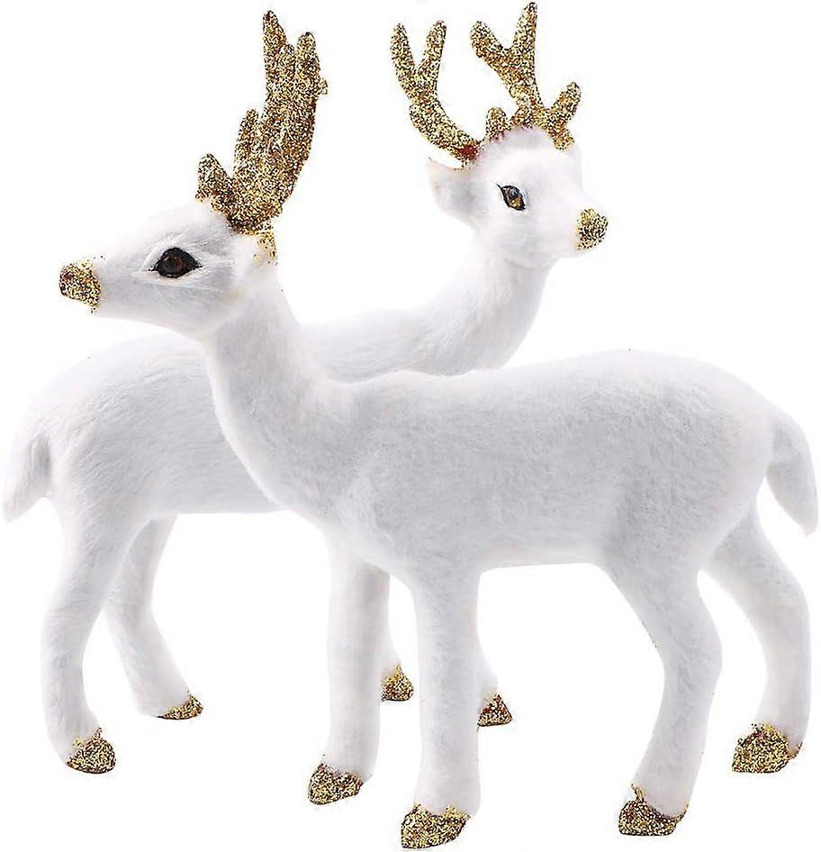 Set 2 decoratiuni de Craciun, Model Ren, Alb