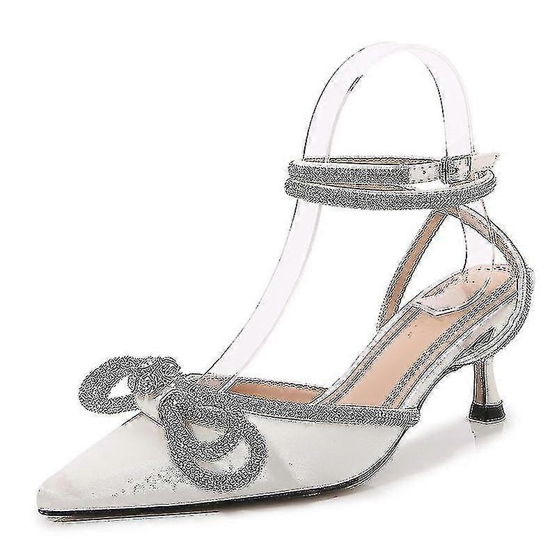 Women's Rhinestone Bow Satin Heel-x