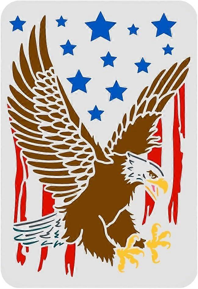 Eagle Stencil 11.7x8.3 inch A4 Eagle Flag Stencil for Painting Reusable Eagle Pattern Drawing Stencil Eagle DIY Craft Stencil for Painting on Wood Til