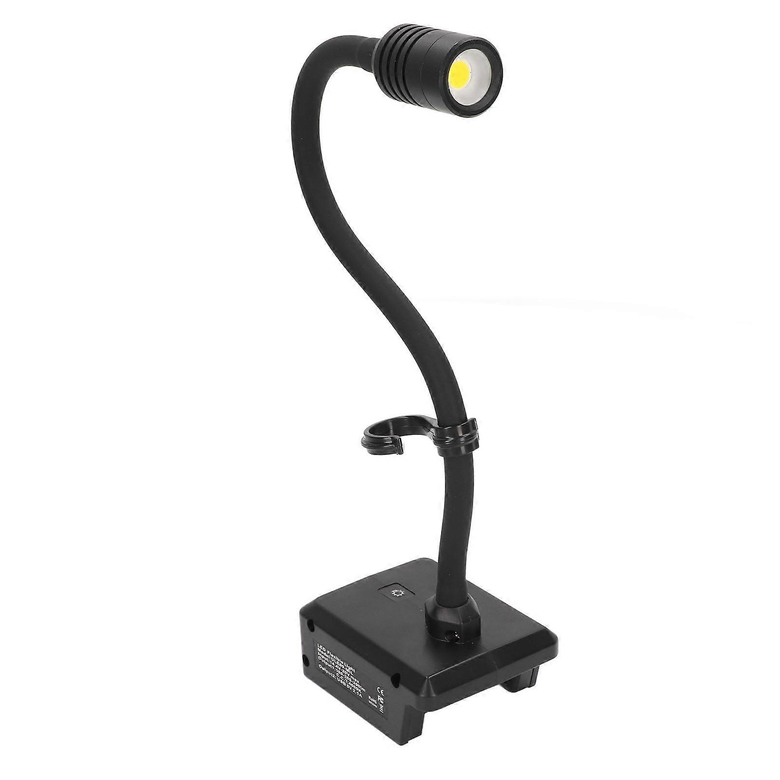 Gooseneck Work Light LED Cordless Lamp Rechargeable 2 USB Ports 3 Level Adjustable with Hook