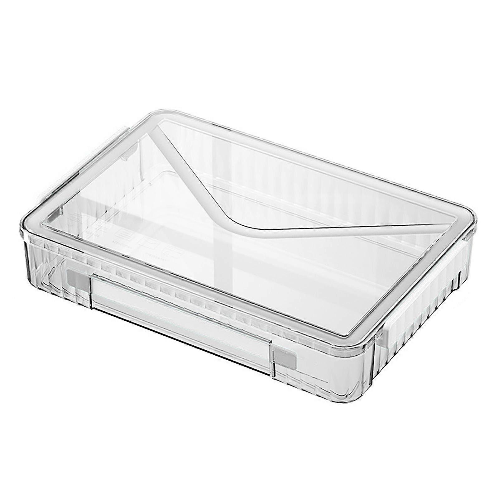 Certificate Storage Box Large Capacity Transparent Portable Scrapbook Paper Storage Case with Handle for Document File White