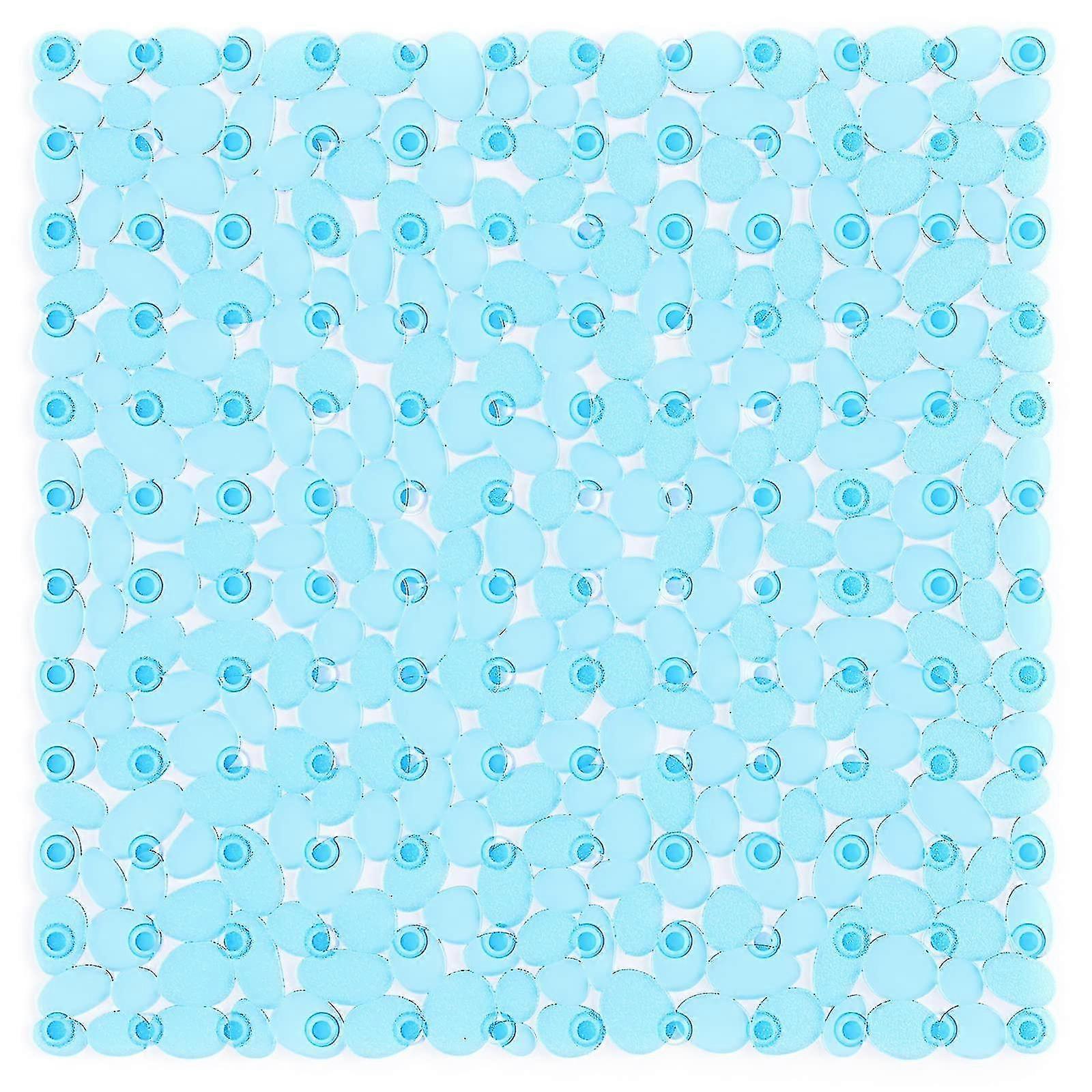 スクエアペブルシャワーマットノンスリップアンチモールド - 53x53 cmアンチスリップシャワーマット、ゴム製バスマット付き