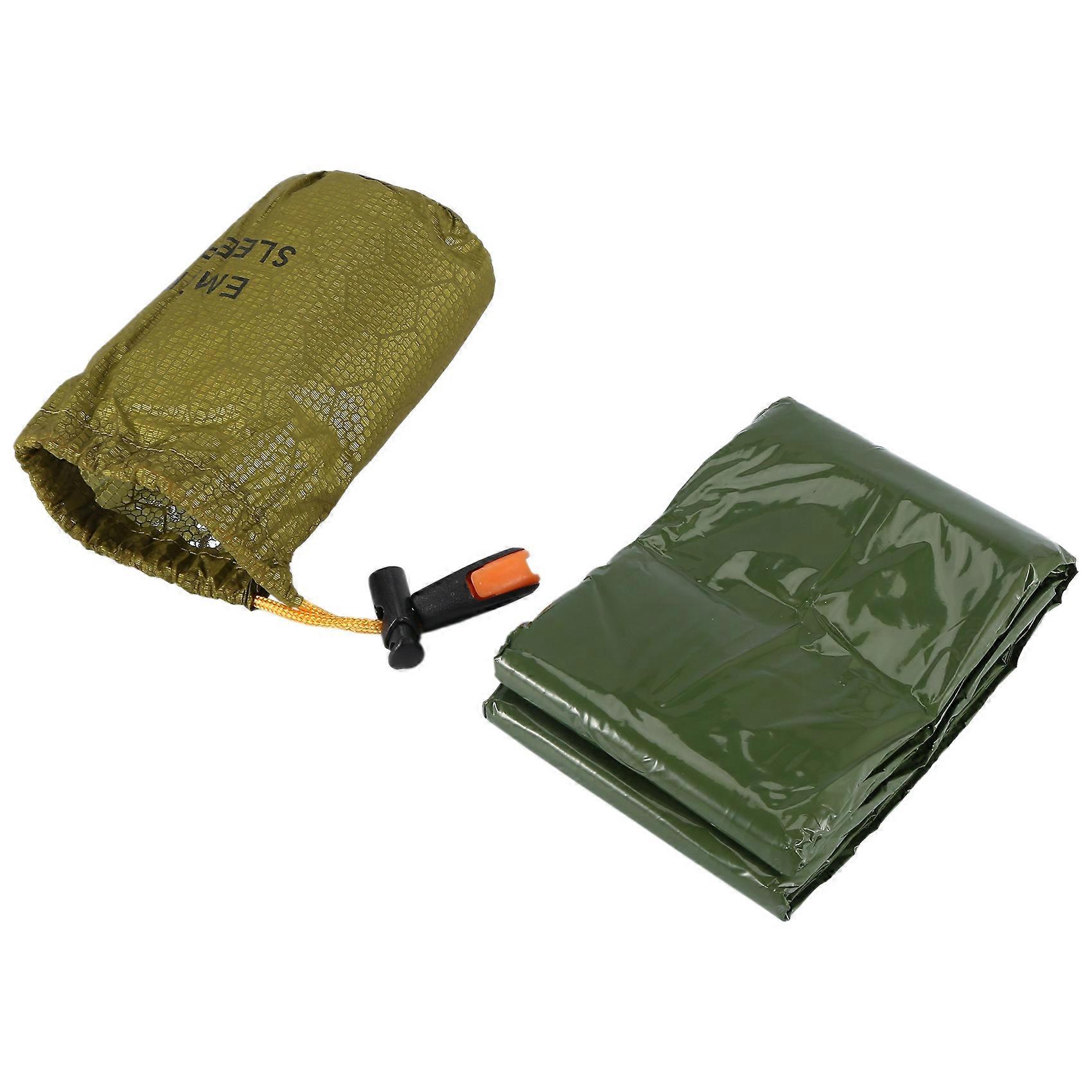 Emergency Sleeping Bag Bivy Sack with Whistle Outdoor Survival Sleeping Bag Thermal Blanket for Cam