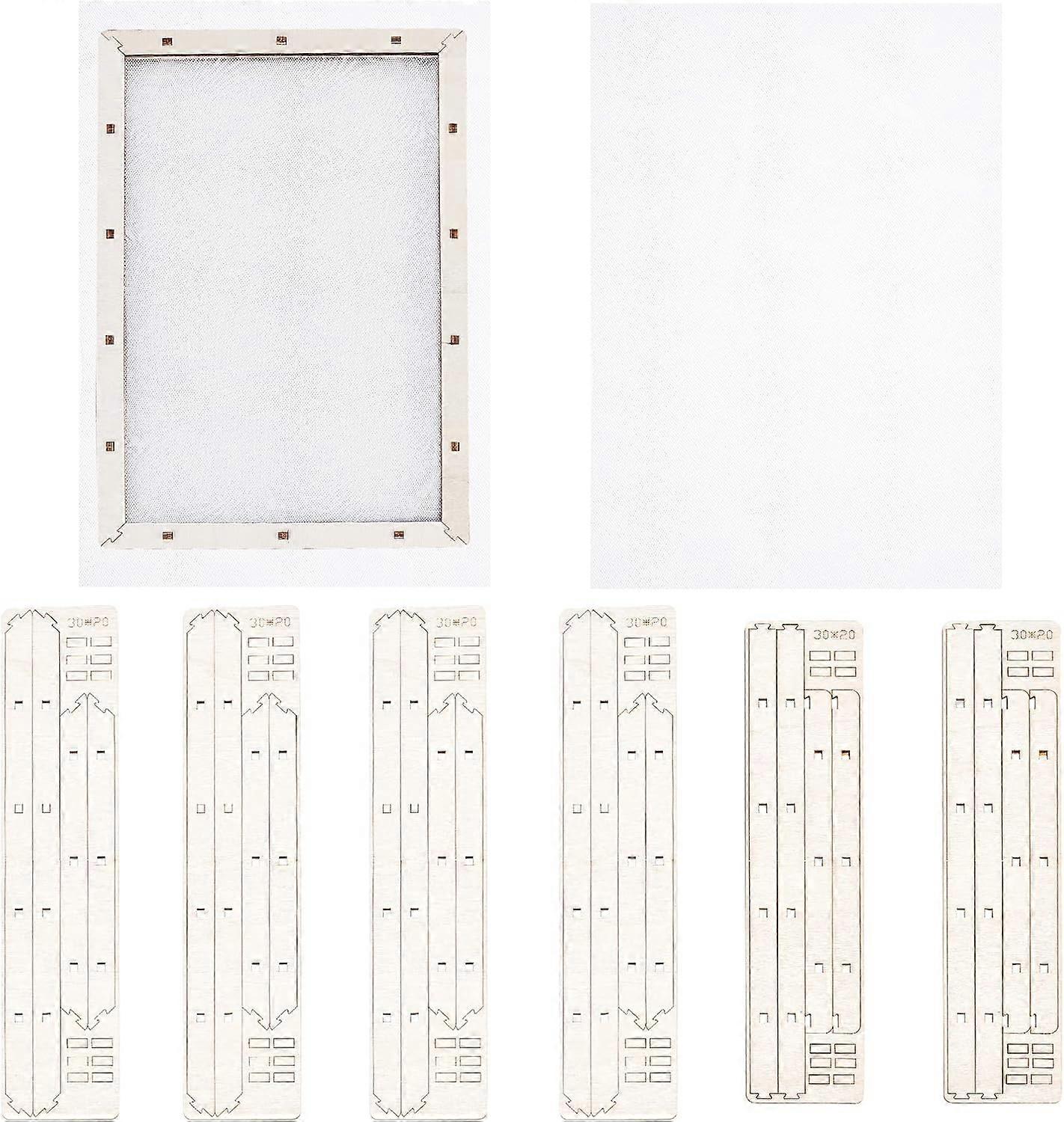 Basswood Assembled Paper Making Frame Set 30x20cm Rectangle Papermaking Screen PapayaWhip Wooden Paper Making Screen Tools with Gauze for DIY Paper Cr