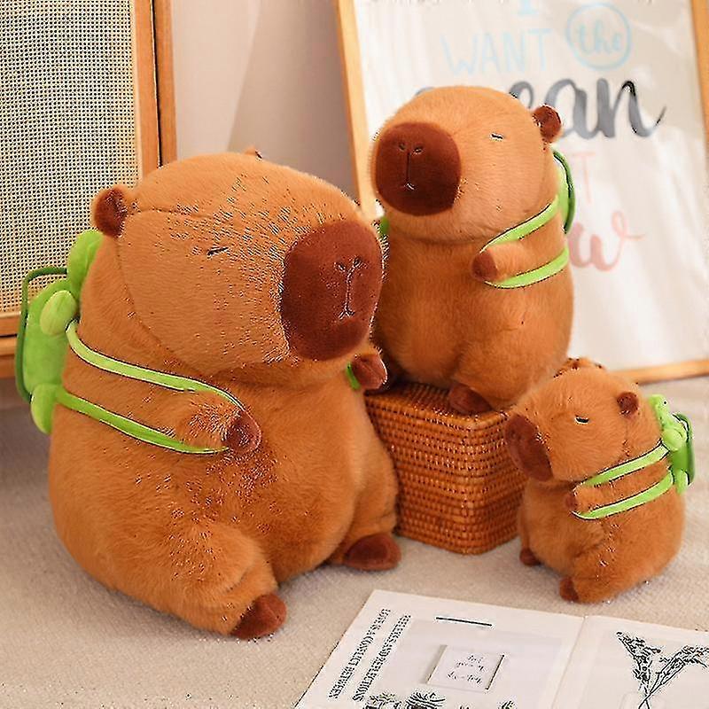 Capibara docka med sköldpadda backad sittande pose vatten tumlare plysch leksak capybara kudde docka
