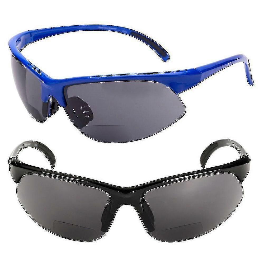 Mass Vision 2-Pair Bifocal Sport Wrap Sunglasses - Unisex Reading Sunglasses For Outdoor Activities, UV Protection
