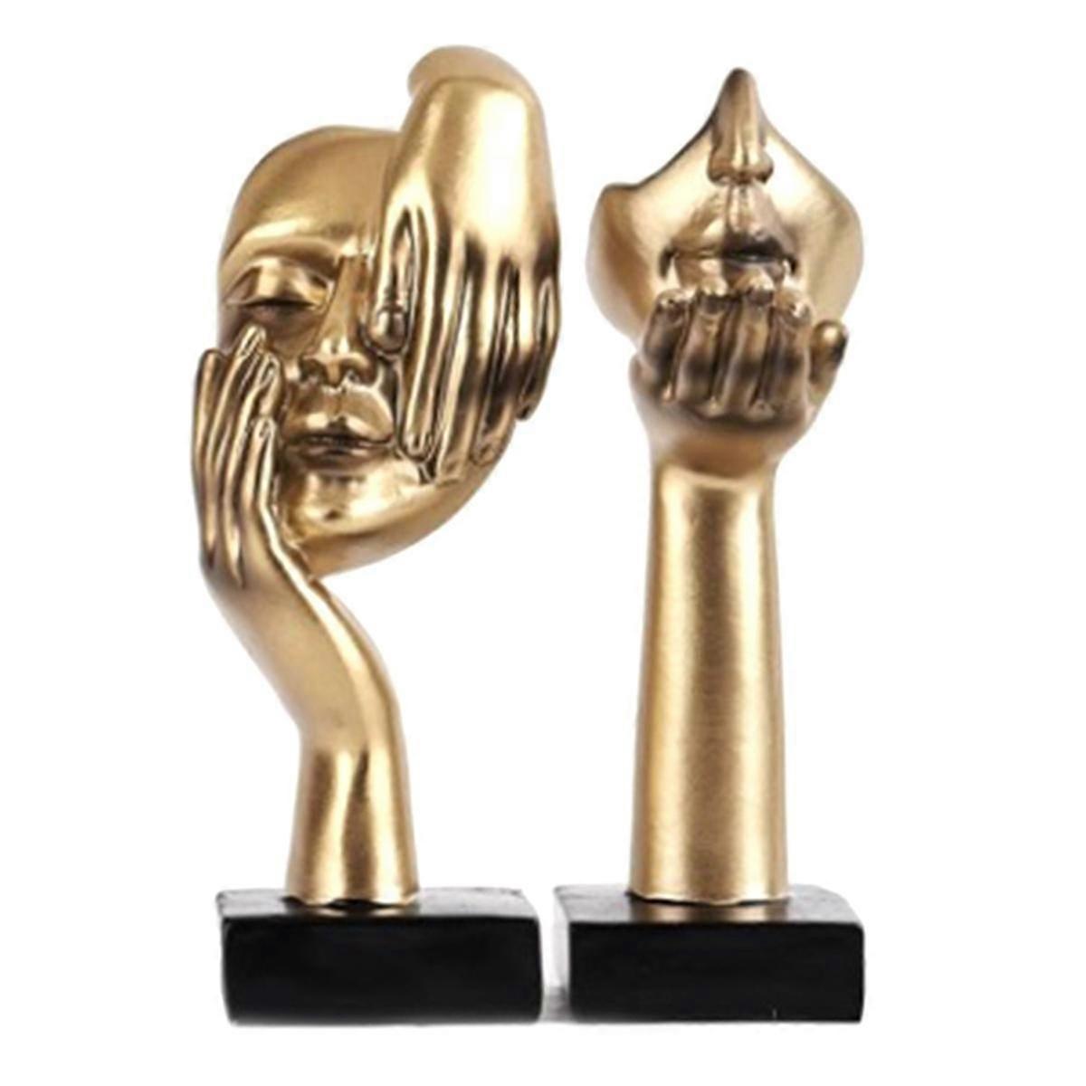2 PCS Statue, Golden Abstract Art Sculpture Modern Decoration Desktop Decoration Christmas New Year