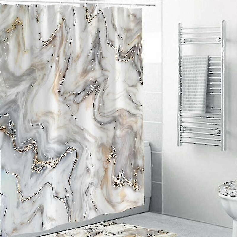 (180*180cm) Marble Effect Printed Waterproof Shower Curtains Bathroom Splash Resistant Hook