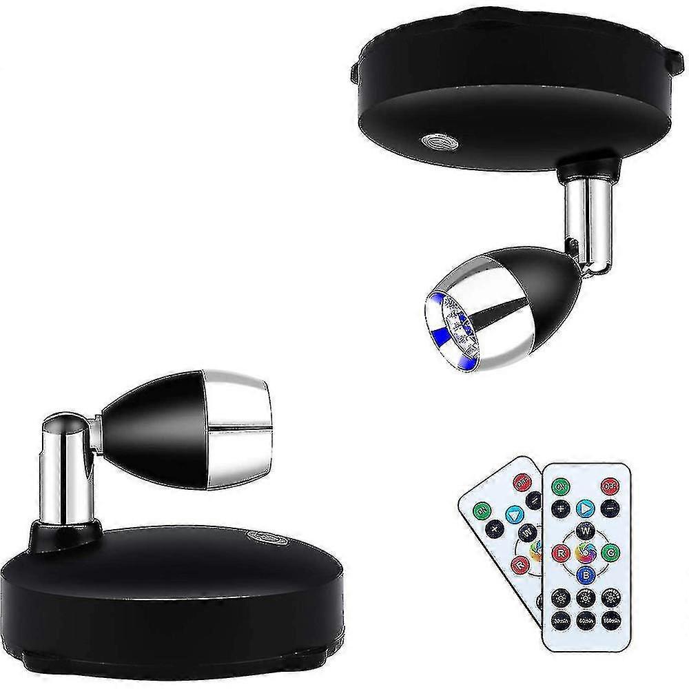 Projecteur sans fil à piles, éclairage d'accentuation, projecteurs LED à intensité variable avec télécommande, orientable