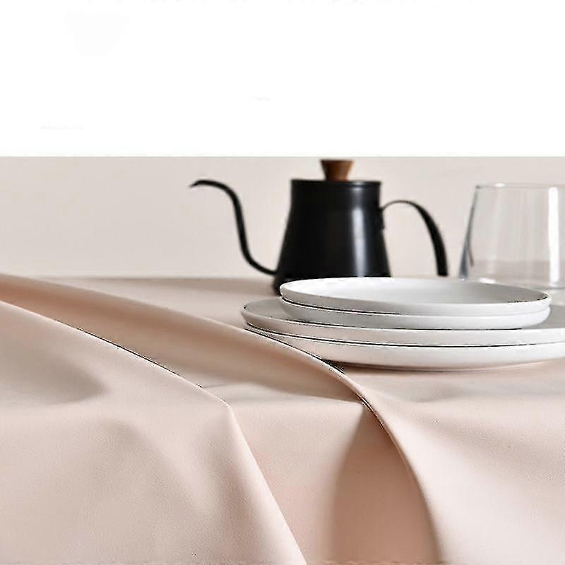 Oil-proof And Waterproof Tablecloth Solid Color Pu Leather, Tablecloth Net Red Ins Wind Disposable Rectangular Coffee Table Tablecloth, Pink Starlight