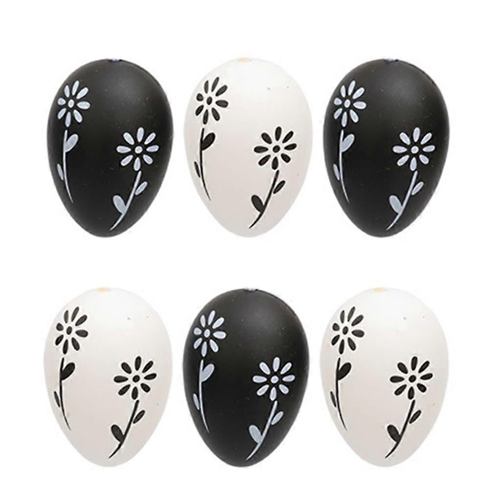6pcs Plastic Easter Eggs Hanging Ornaments Easter Party Decorations for Tree