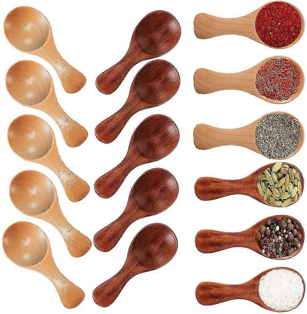 Set Of 20 Mini Wooden Spoons With Short Handle - Small Wooden Salt Spoons For
