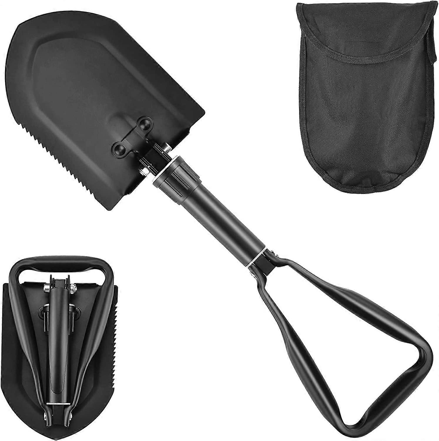 Pala plegable de 58 cm, con bolsa de transporte (negro)