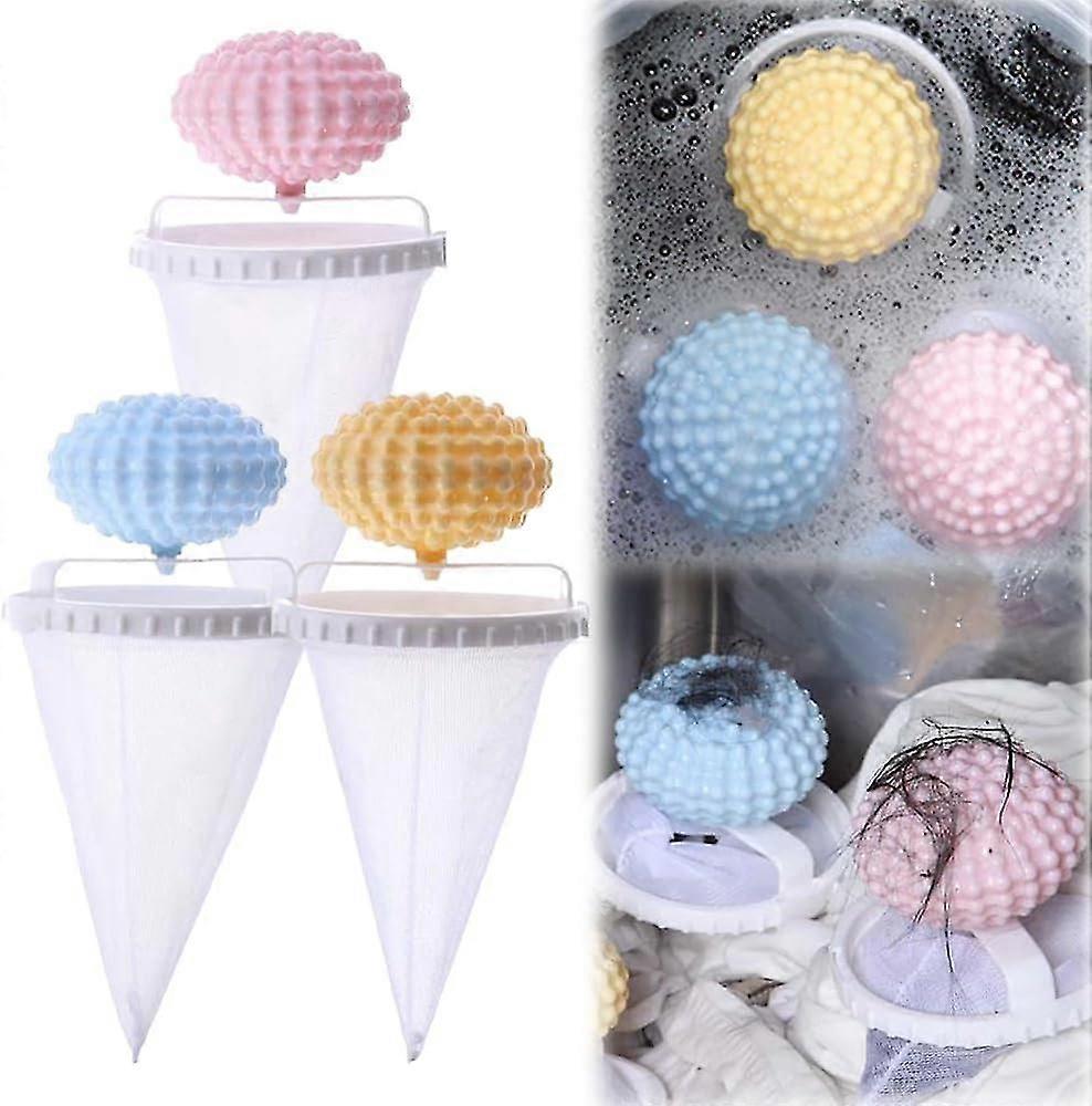 Floating Hair Filtering Mesh Removal with Silicone Sticky Ball, 2024 Upgraded Lint Catcher for Washing Machine, 3PCS Reusable Pet Hair Catcher Mesh Ba