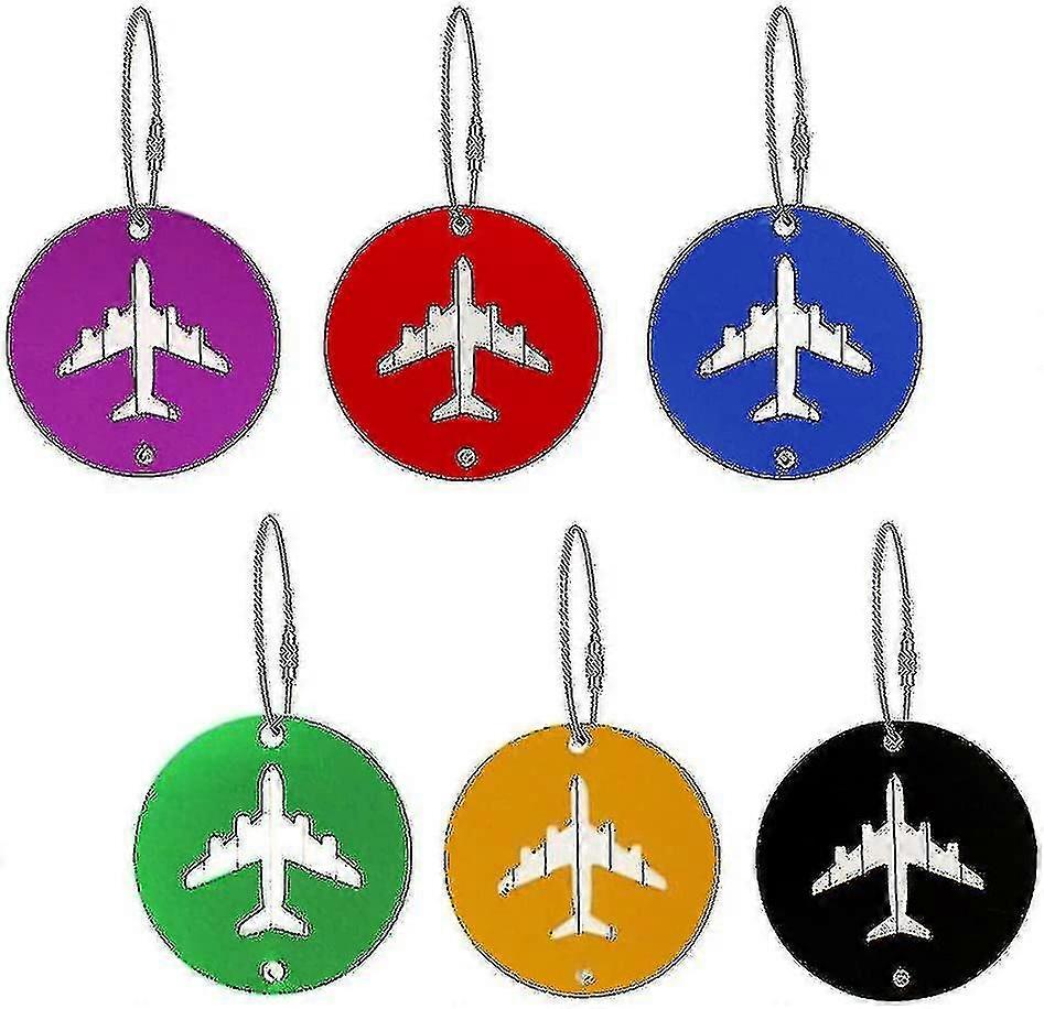 6 Luggage Tags, Round Suitcase Tags With Name Tag, Address Tag_a_hf