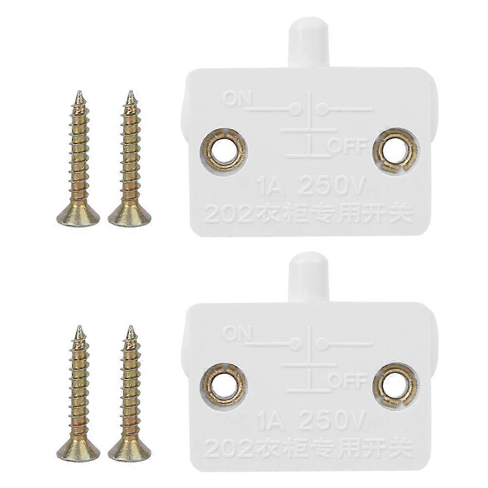 2Pcs Household Cabinet Closet Light Switch Automatic Reset Control Switch Supplies White