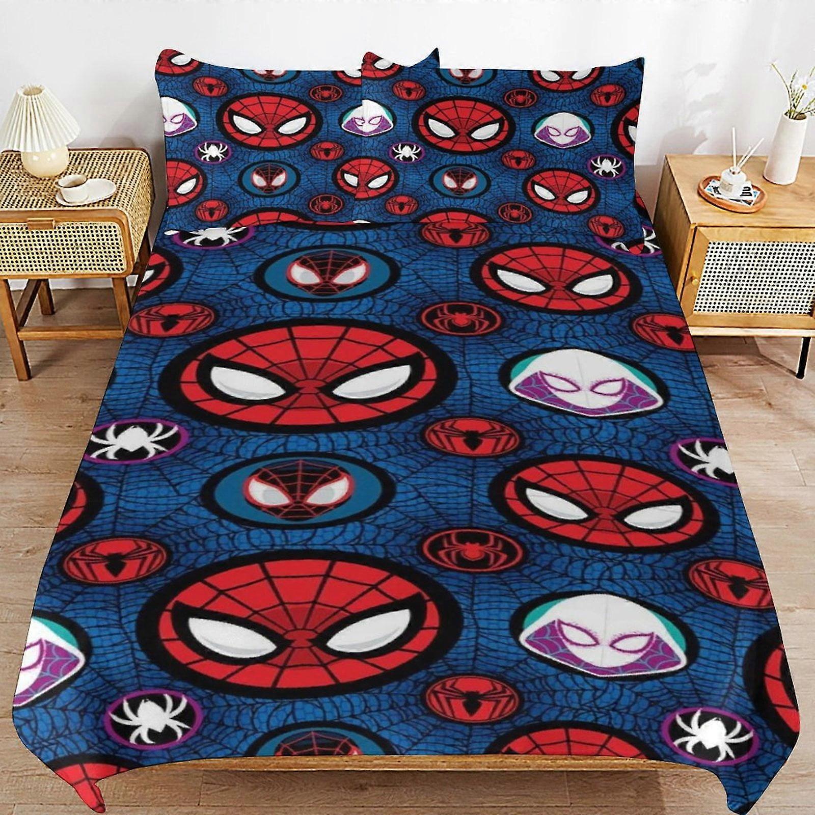 v2629  Bed Sheets Bedding Spider-Man Bedding Sets Ultra Soft Skin-Friendly Duvet Cover 3 Piece, Cute Comforter Cover Bed Set for Boys Girls Kids ( 1 D