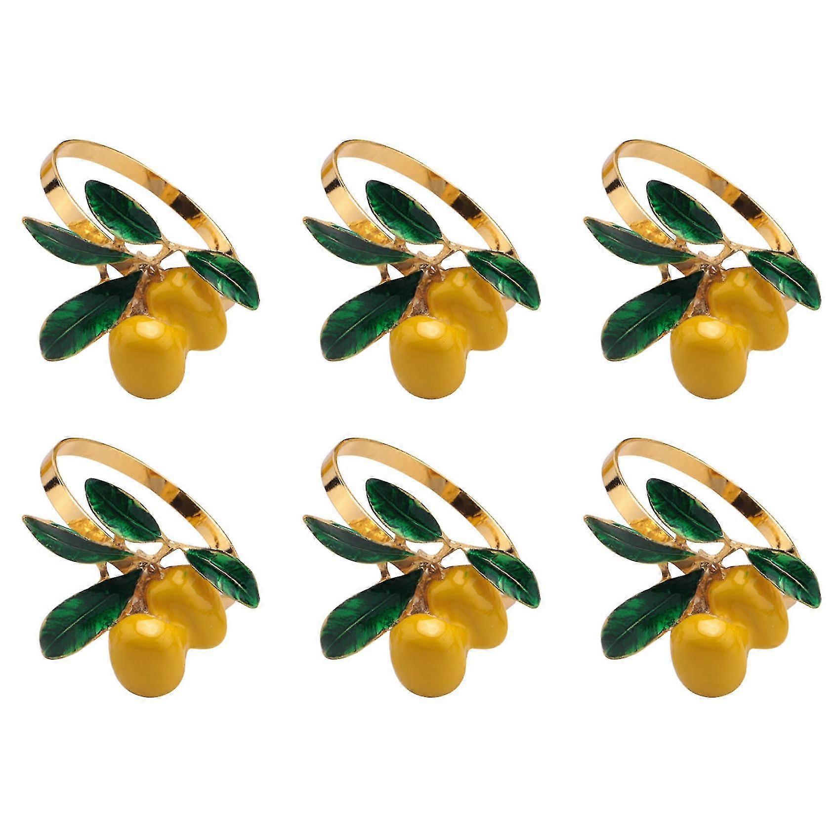 6 Pcs Lemon Napkin Ring Napkin Ring Table Decoration Gold