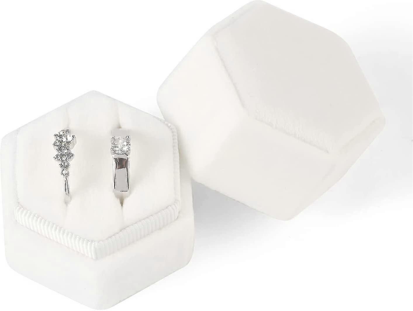 1pcs Ehering Box, Sechseck Cord Ring Box 2 Slots Ringbox mit abnehmbarem Deckel