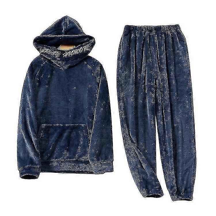 Homens Grosso lã corpo de pijamas quentes inverno conjunto quente