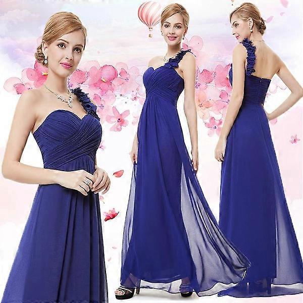 Immer hübsche Mode Frauen Blumen Eine Schulter Lange Chiffon Hochzeit Brautjungfer Abendkleider