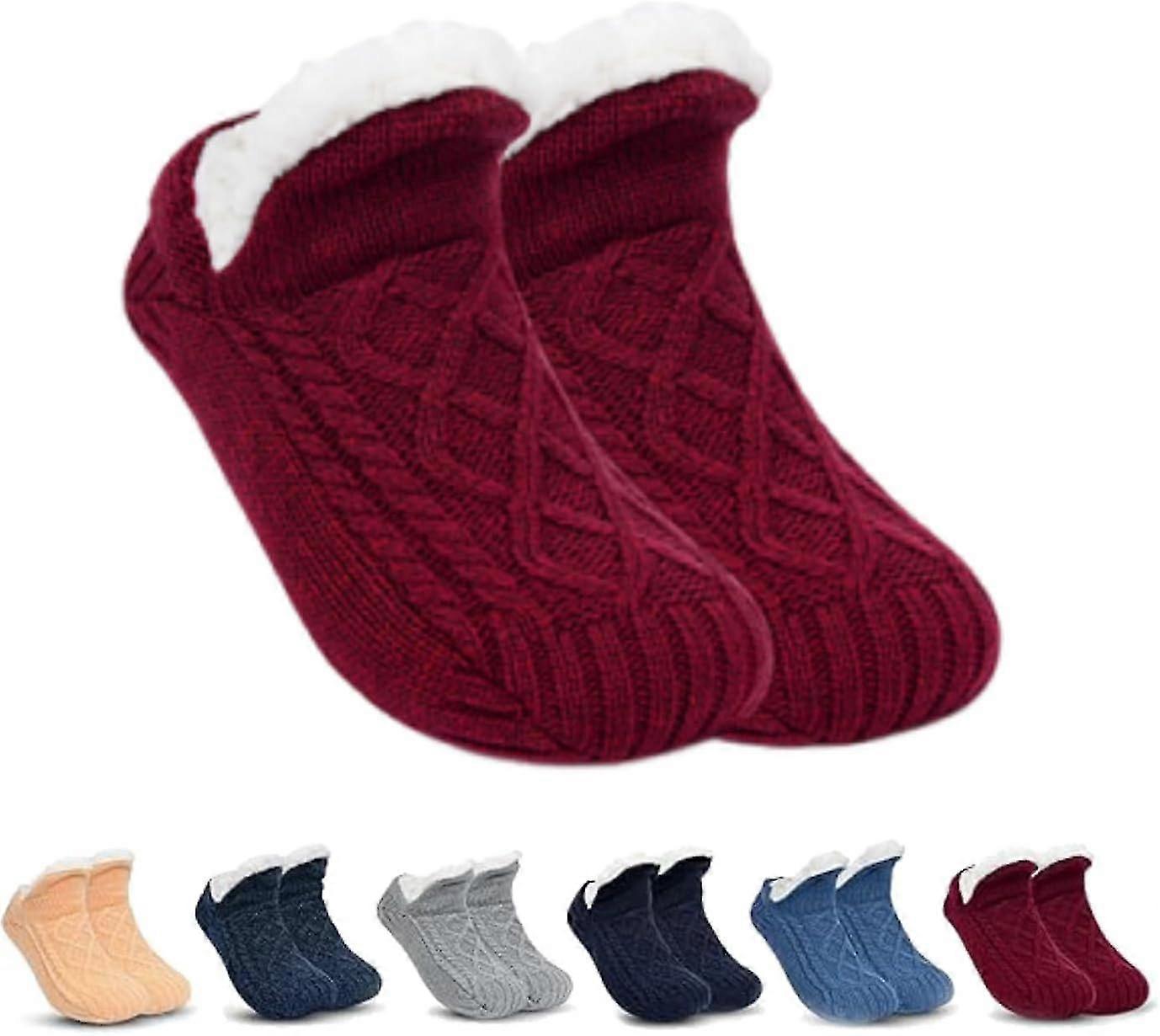 גרביים תרמיות נגד החלקה לבית, fleecesox - גרביים תרמיות נגד החלקה עם בטנת פליז, גרביים רכות עם פה V