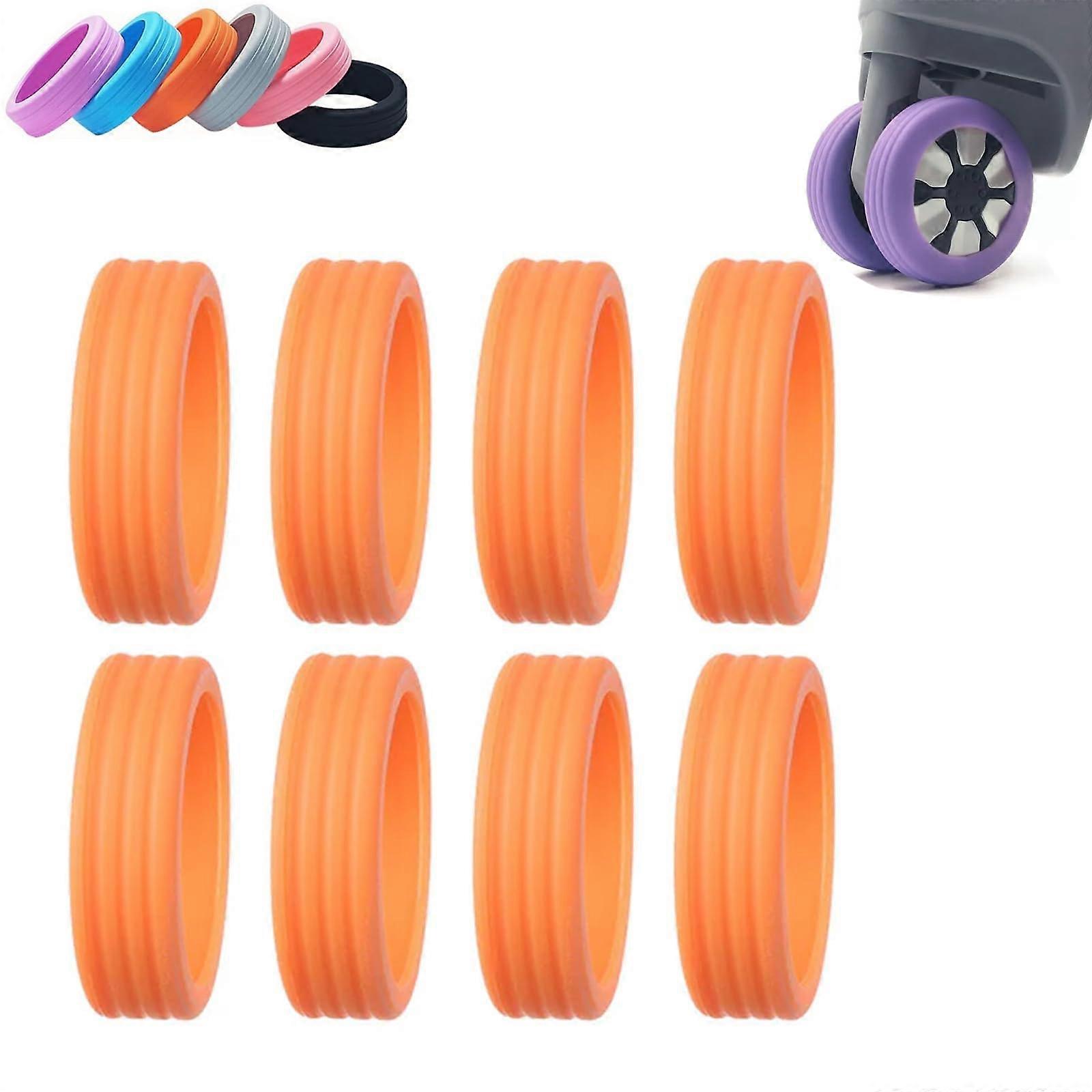 Suitcase wheel protector, suitcase wheel silent protector, waterproof and shockproof suitcase wheel protector-orange 8 pieces