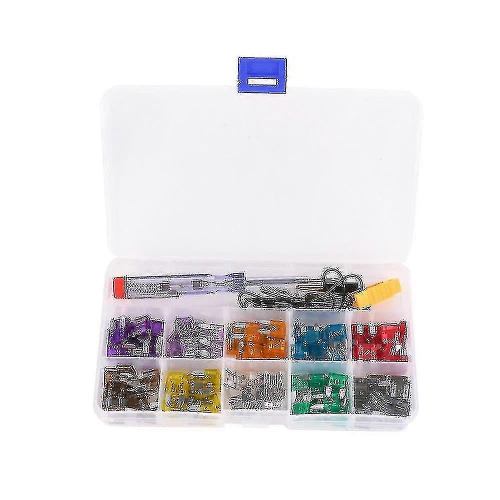 Mini Car Fuse Kit Color Coded For Ten Amps Fuses With Alligator Clip Electric Tester Tweezer Puller