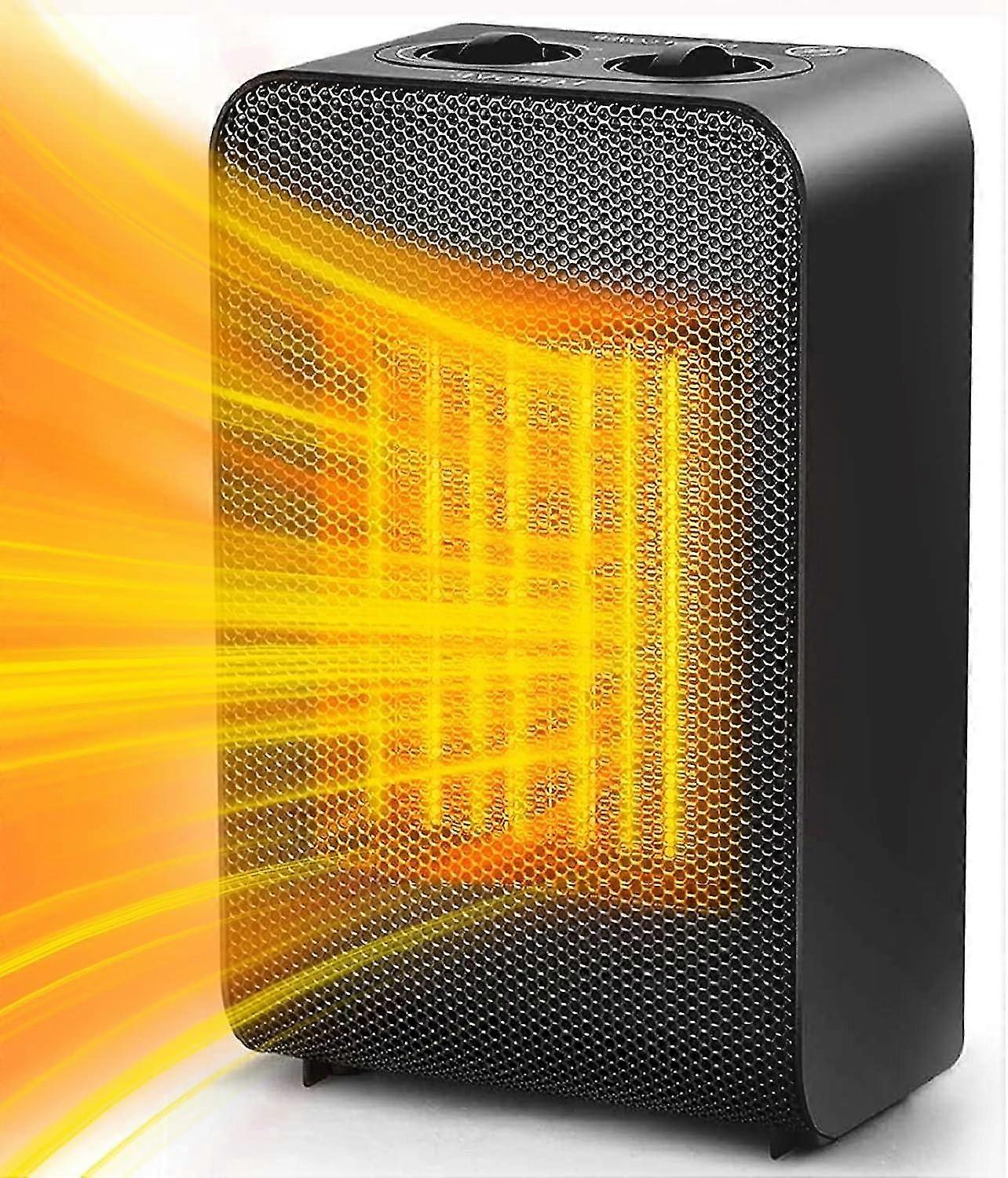 Mini termoventilatore ceramico economizzatore d'energia con riscaldamento rapido 2s, ribaltamento e protezione da surriscaldamento, 3 modalità, per bagno, ufficio, soggiorno