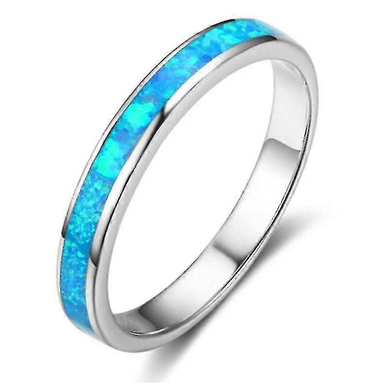 Versilberter Full Circle Blue Opal Ring - Modepersönlichkeit Full Circle Blue Opal Ring