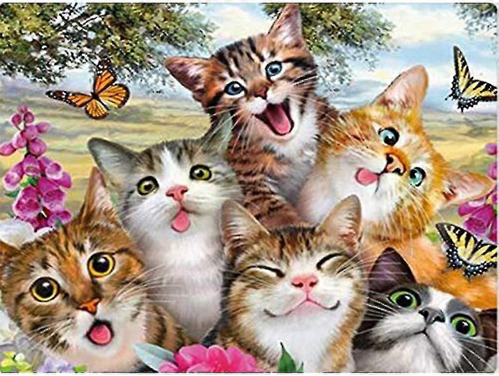 Square Diamond Embroidery Kit 5d Do It Yourself, Full 5d Diamond Painted Cat Pattern