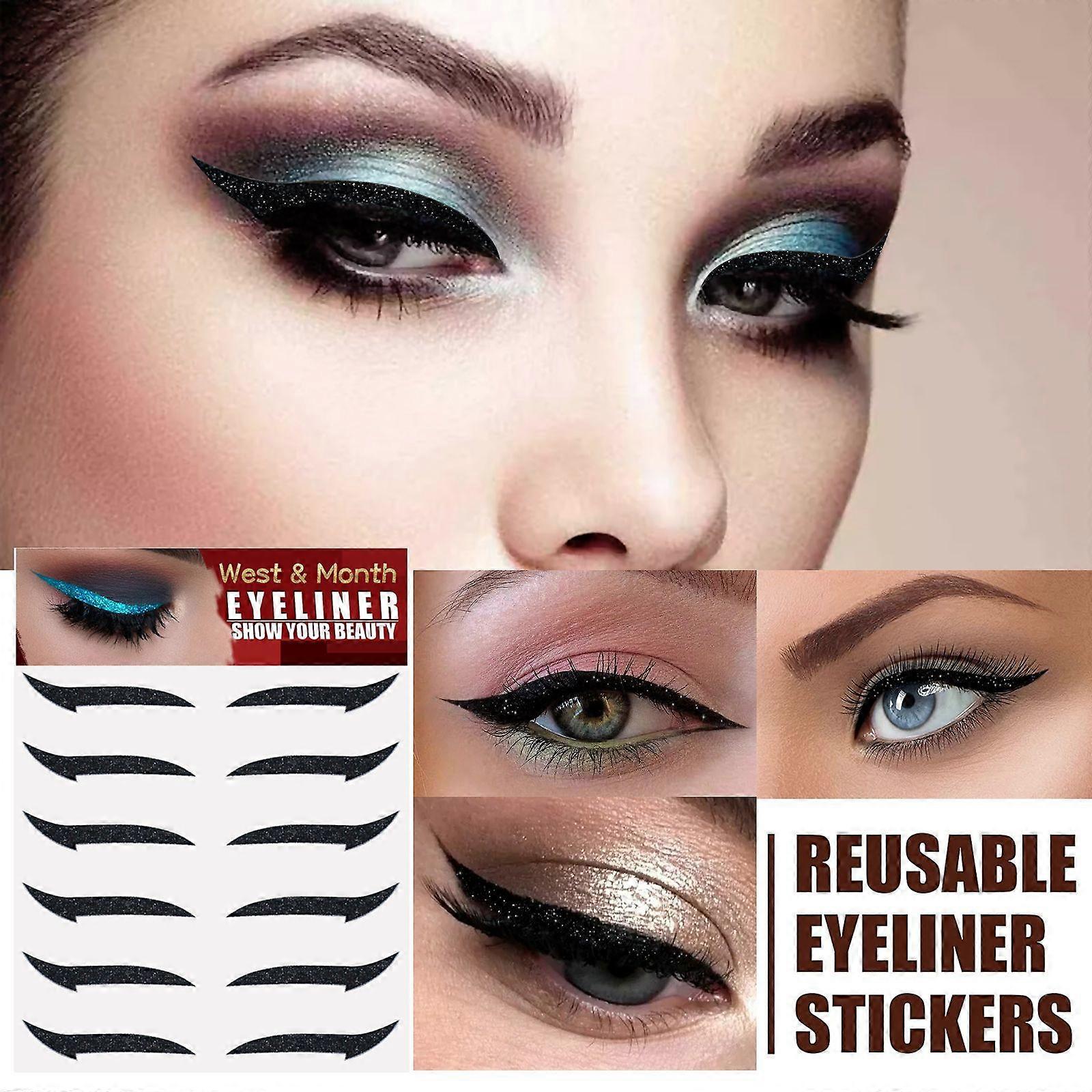Lazy Reusable Eyeliner Stickers Makeup,Eye Line Strip Sticker Eye Makeup Tool,Double Eyelid Tape Invisible Self-Adhesive,Double Eyelid Sticker (Color)